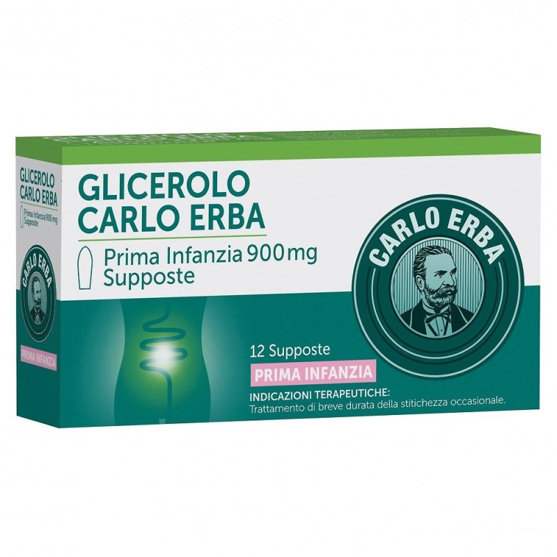 Glicerolo carlo erba 900 mg prima infanzia confezione da 12 supposte