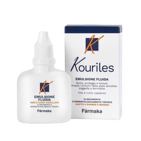 Kouriles
emulsione fluida
nutre, protegge e lenisce contrasta i sintomi della pelle sensibile soggetta a dermatite