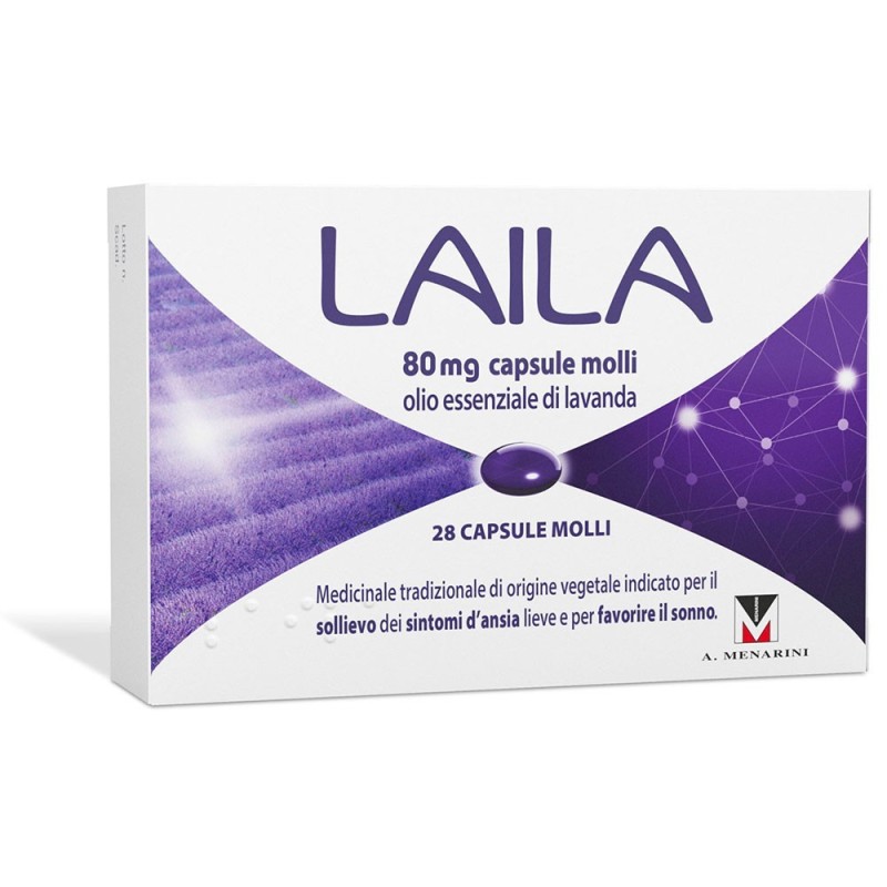 Laila
80 mg capsule molli
olio essenziali di lavanda
medicinale tradizionale di origine vegetale