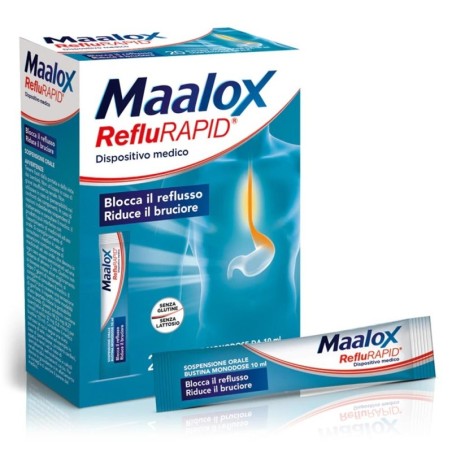 Maalox
refluRAPID
Blocca il reflusso, riduce il bruciore
può iniziare ad agire in 3 minuti