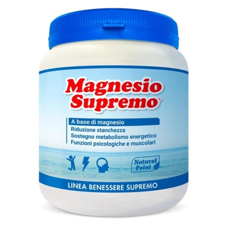 Magnesio Supremo
a base di magnesio
Riduce stanchezza e stress • mantiene ossa sane • sostiene le funzioni muscolari