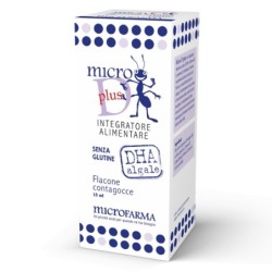 Micro D plus
DHA algale
senza glutine
flacone da 15 ml con contagocce