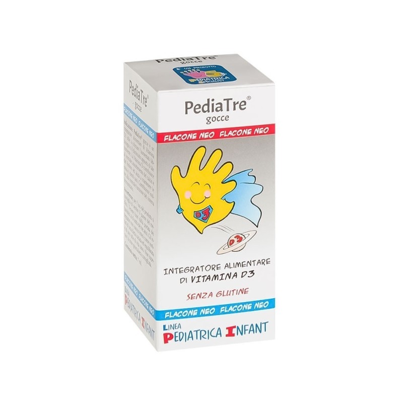 PediaTre
gocce
Integratore alimentare di vitamina D3
senza glutine
flaconcino da 7 ml