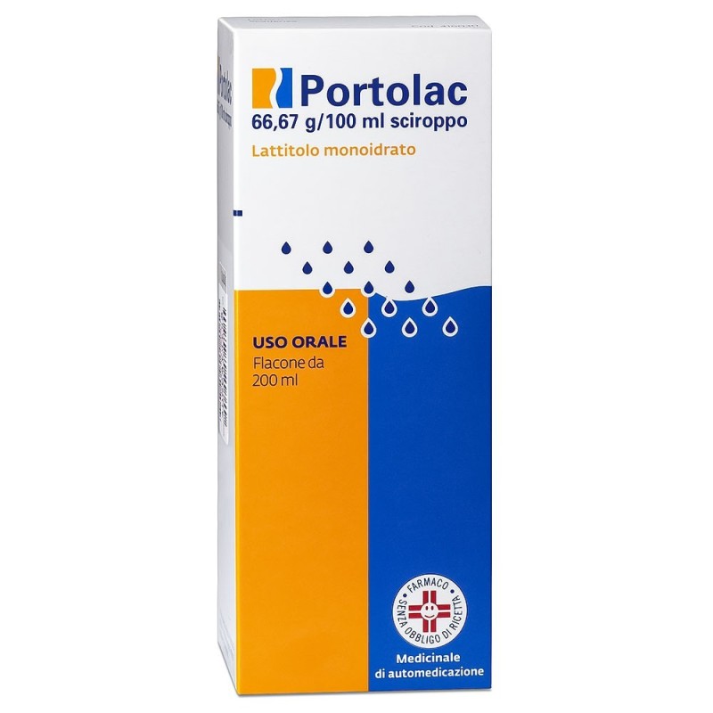 Portolac
66,67 g/100 ml sciroppo
lattitolo monoidrato
uso orale
flacone da 200 ml