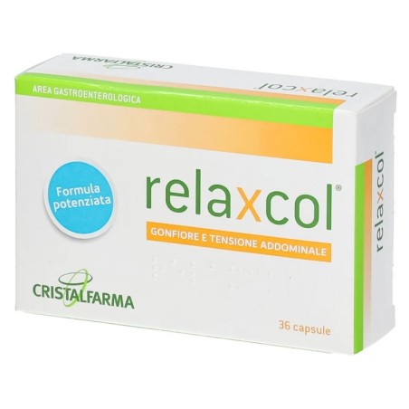 Relaxcol
gonfiore e tensione addominale
formula potenziata
scatola da 36 capsule