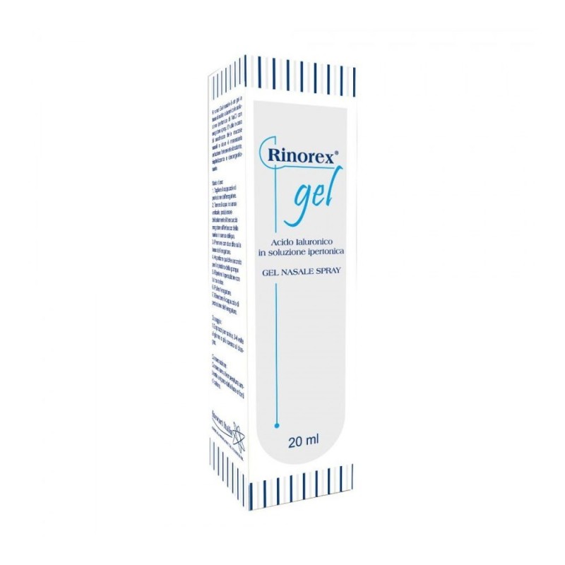 Rinorex
gel
acido ialuronico in soluzione ipertonica
flaconcino gel nasale spray da 20 ml