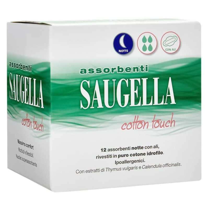 Saugella
Cotton touch
assorbenti notte con ali
confezione da 12 pezzi