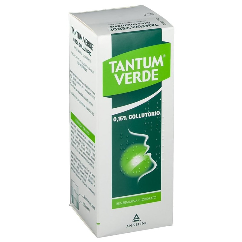 Tantum verde
0,15% collutorio
Benzidamina cloridrato
flacone da 120 ml