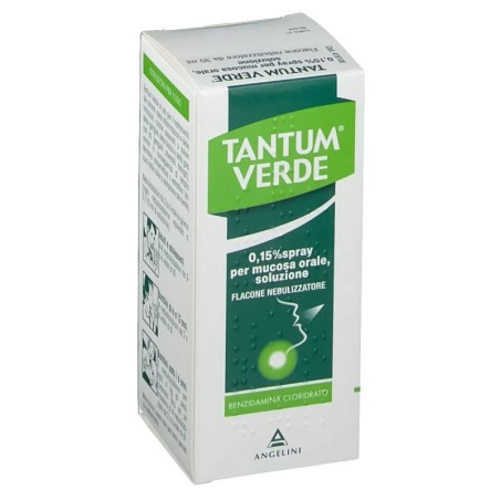 Tantum verde
0,15% soluzione per mucosa orale
benzidamina cloridrato
flacone nebulizzatore spray da 30ml