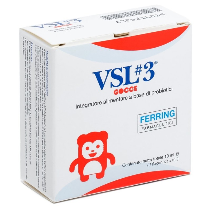 VSL#3
gocce
integratore alimentare a base di probiotici
contenuto netto totale 10 ml (2 flaconi da 5 ml)