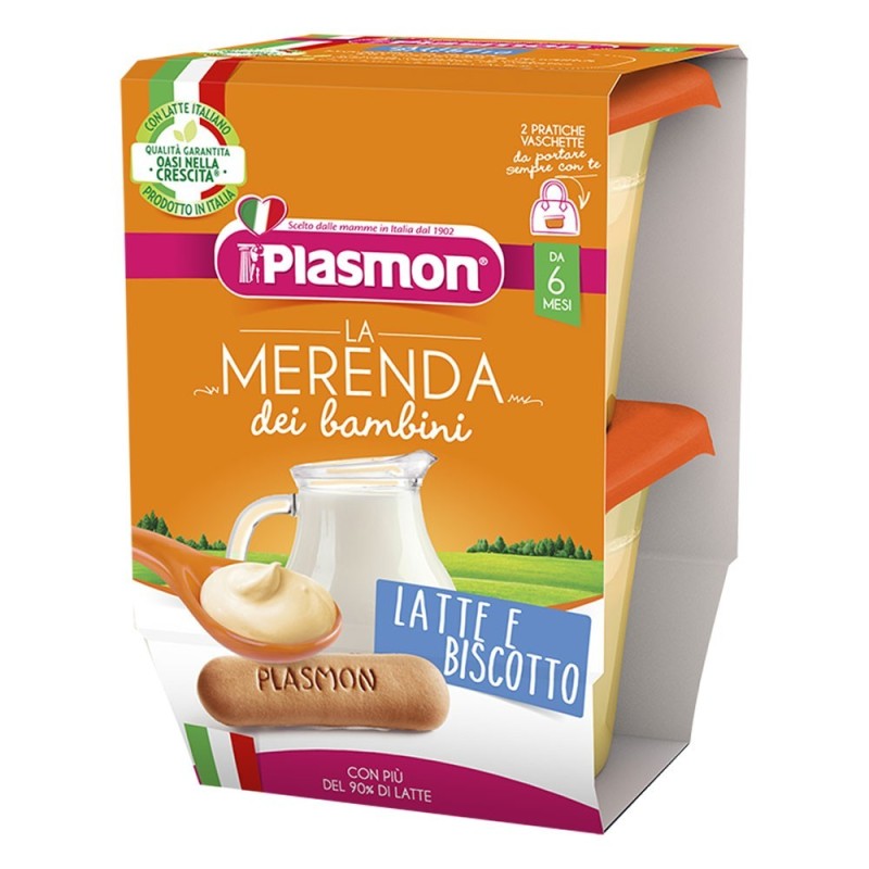 Plasmon
La Merenda
dei bambini
Latte e Biscotto
6 Mesi+
Confezione 2 vasetti da 120g