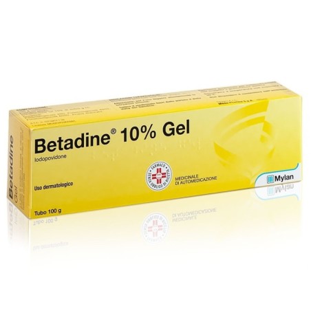 Betadine
10% gel
iodopovidone
uso dermatologico
medicinale di automedicazione