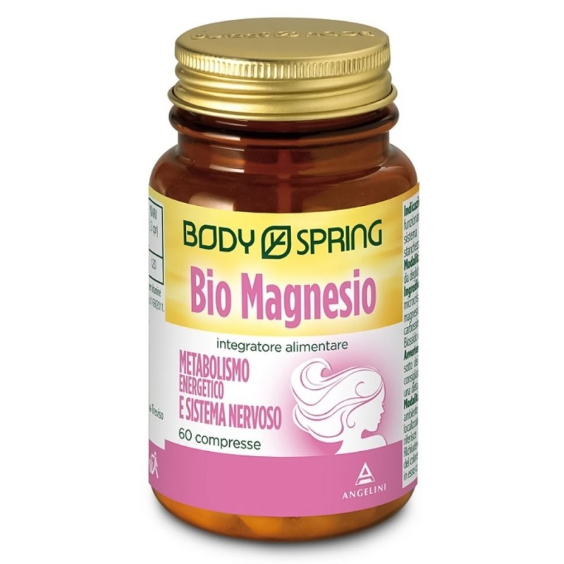 Body spring
bio magnesio
metabolismo energetico e sistema nervoso
barattolo da 60 compresse