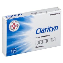Clarityn
10 mg compresse
loratadina
uso orale
scatola da 7 compresse