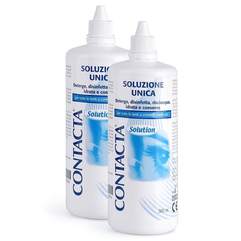 Contacta
solution
Soluzione unica per lenti a contatto
deterge, disinfetta, risciacqua idrata e conserva