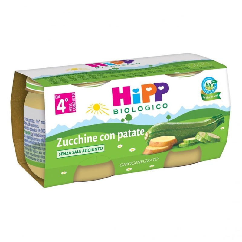 Hipp Biologico Omogeneizzato Zucchine Patate 4 Mesi+ 2x80g