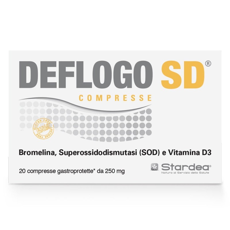 Deflogo SD
senza glutine | adatto alle persone intolleranti al lattosio
scatola 20 compresse gastroprotette da 250 mg