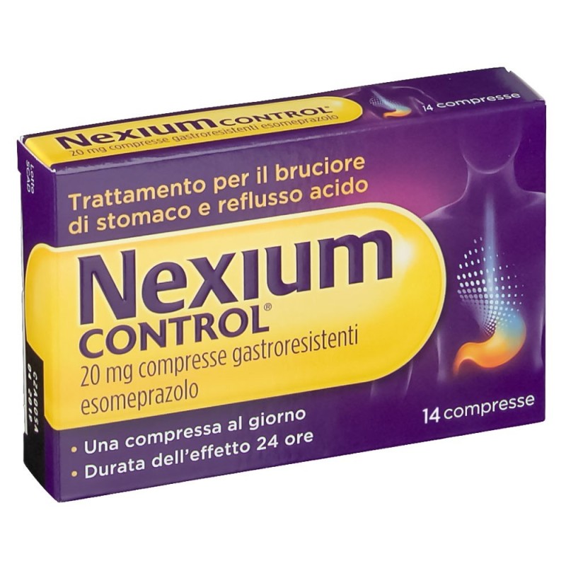 Nexium
control
20 mg compresse gastroresistenti
Trattamento per il bruciore di stomaco e reflusso acido