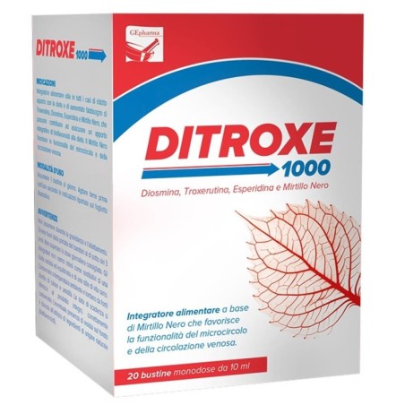 DITROXE 1000 a base di Mirtillo Nero che favorisce la funzionalità del microcircolo e delle circolazione venosa.