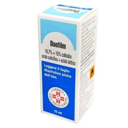 Duofilm
16,7% + 15% collodio
acido salicilico + acido lattico
flaconcino da 15 ml