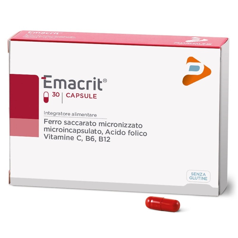 Emacrit
Integratore alimentare di ferro saccarato micronizzato microincapsulato, acido folico e vitamine C, B6, B12