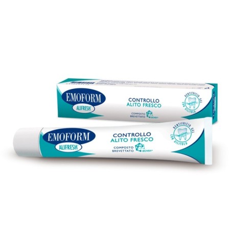 Emoform
alifresh
dentifricio gel con xilitolo
controllo alito fresco
tubo da 75 ml