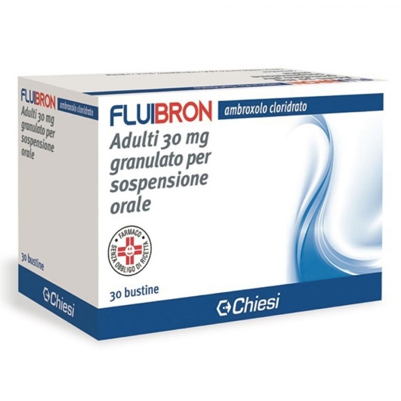 Fluibron
adulti 30 mg granulato per sospensione orale
ambroxolo cloridrato
confezione da 30 bustine