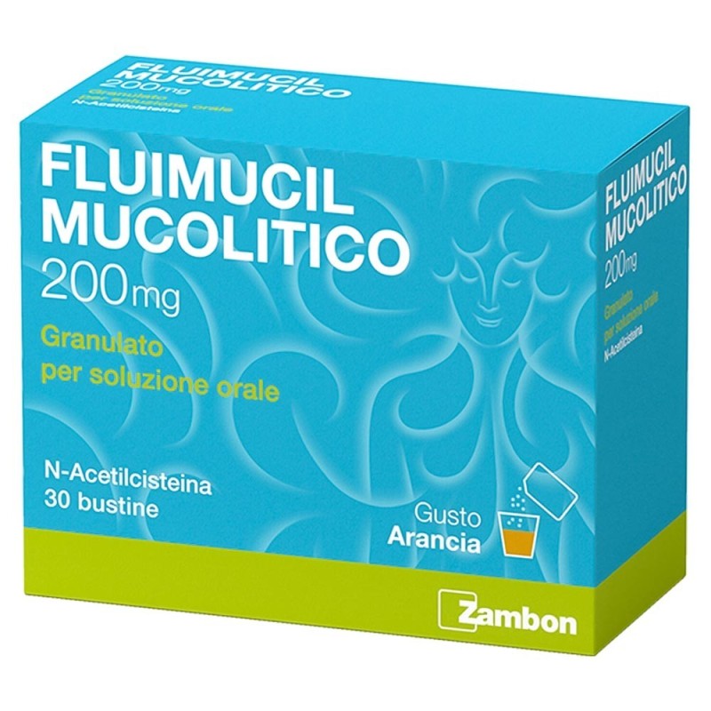 Fluimucil
mucolitico
200 mg granulato per soluzione orale
N-Acetilcisteina
gusto arancia, senza zucchero