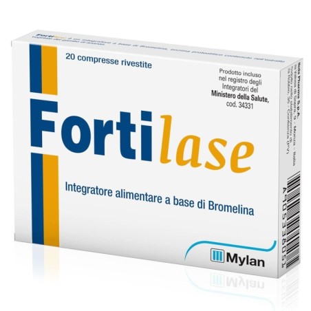 Fortilase
Integratore alimentare a base di bromelina
scatola da 20 compresse