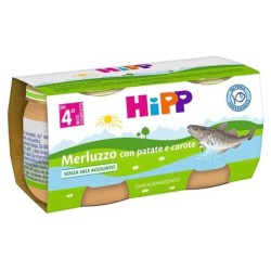 Hipp omogeneizzato merluzzo carote patate 4 mesi+ 2x80 g gusto saporito ideale per la preparazione di pappe