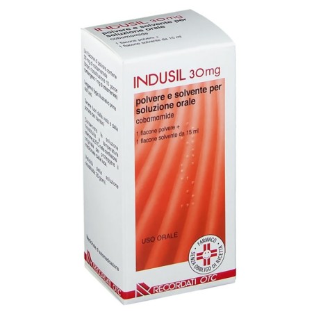 Indusil powder and solvent for oral solution