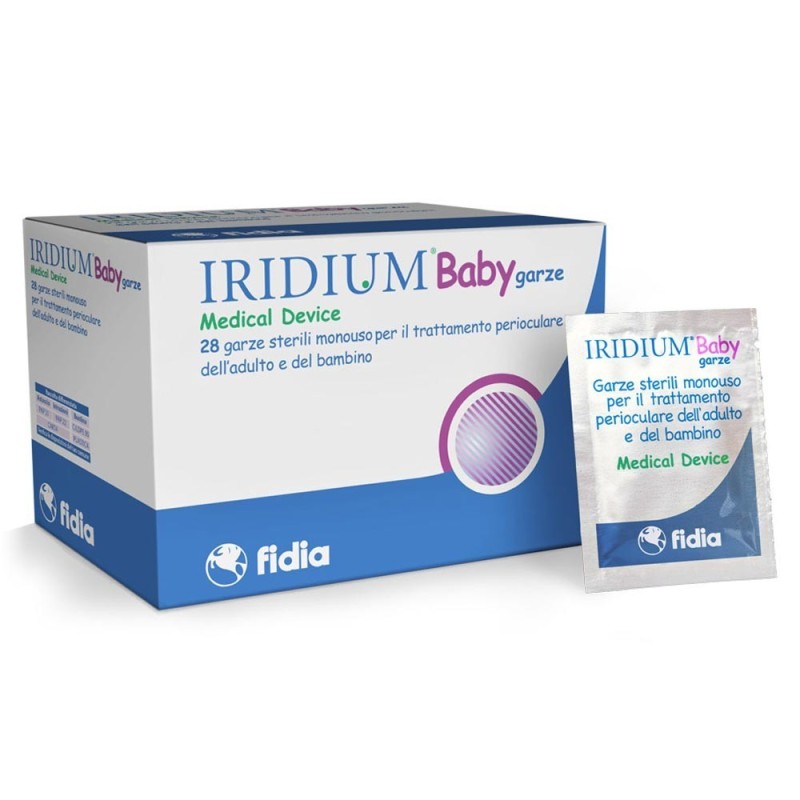 Iridium baby
garze oculari
per il trattamento perioculare dell'adulto e del bambino
confezione da 28 garze sterili monouso