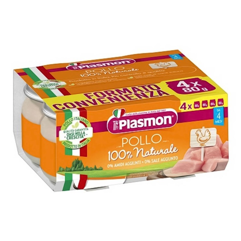 Plasmon Poulet Homogénéisé 4 Mois + 4x80 g