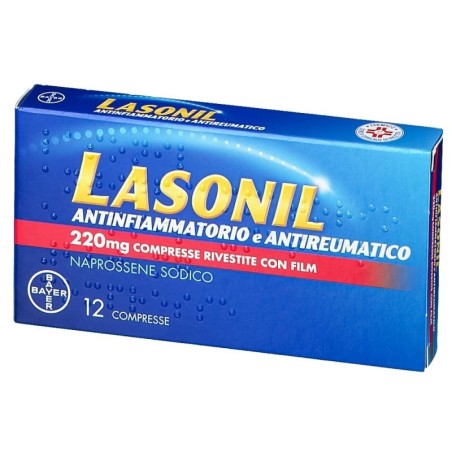 Lasonil
antinfiammatorio e antireumatico
220 mg compresse rivestite con film
naprossene sodico
scatola da 12 compresse