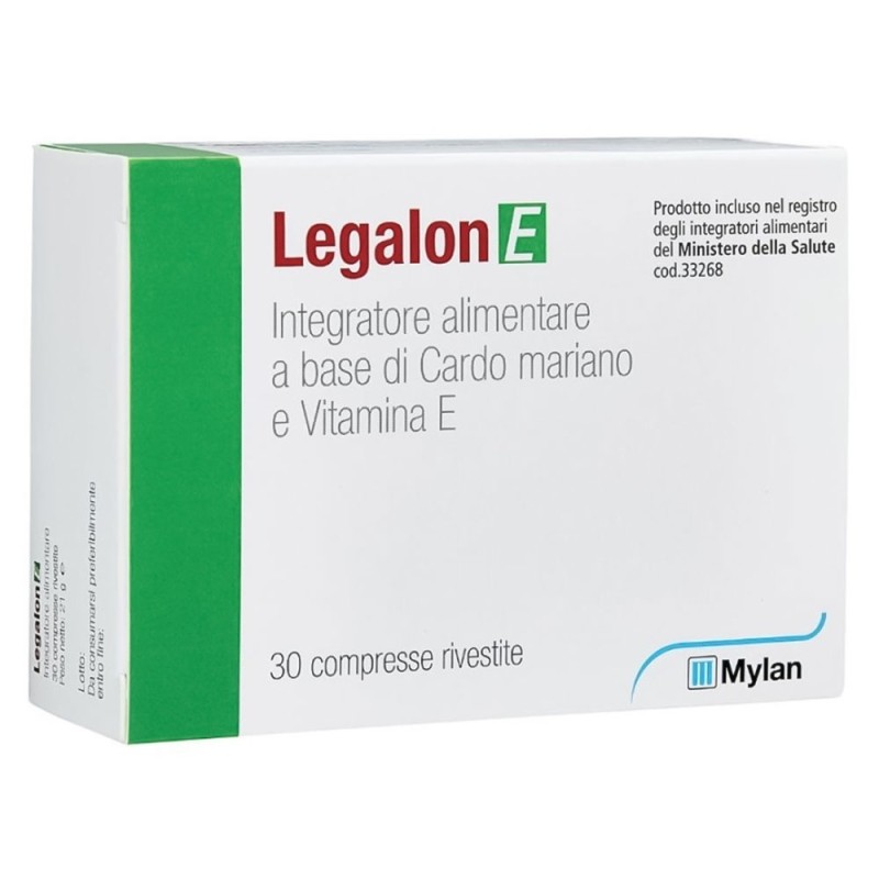 Legalon E
Integratore alimentare a base di Cardo mariano e Vitamina E
scatola da 30 compresse rivestite