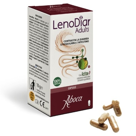 LenoDiar adulti
contrasta la diarrea e riequilibra l'intestino
100% naturale
confezione 20 capsule da 500mg ciascuna