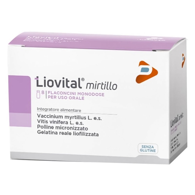 Liovital mirtillo
senza glutine
confezione 8 flaconcini monodose da 10 ml