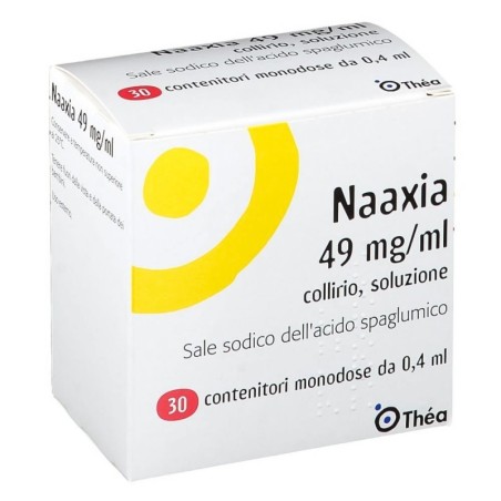 Naaxia
49 mg/ml collirio, soluzione
sale sodico dell'acido spaglumico
scatola 30 contenitori monodose da 0,4 ml