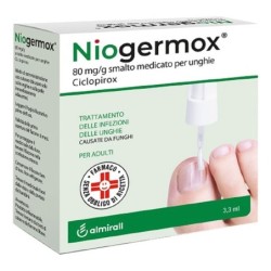 Niogermox
80 mg/g smalto medicato per unghie
ciclopirox
trattamento delle infezioni delle unghie causate da funghi