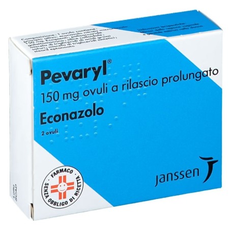 Pevaryl
150 mg ovuli vaginali a rilascio prolungato
econazolo
scatola da 2 ovuli