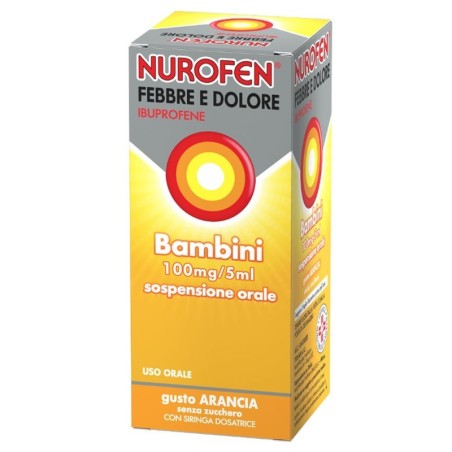 Nurofen febbre e dolore bambini 100 mg / 5 ml aroma arancia senza zucchero flacone da 150 ml