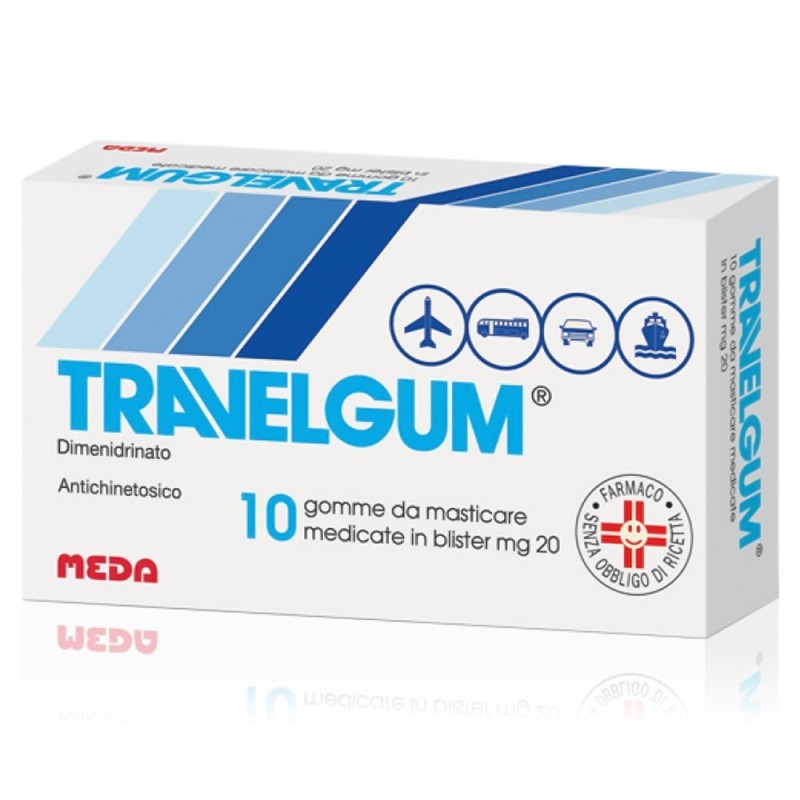 Travelgum
20 mg gomme da masticare medicate
dimenidrinato
scatola da 10 gomme masticabili