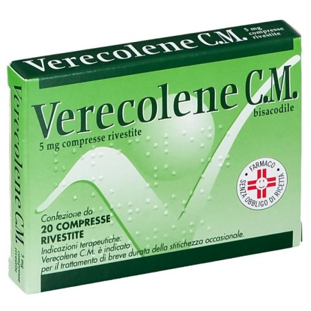 Verecolene C.M.
5 mg compresse rivestite
bisacodile
indicato per il trattamento di breve durata della stitichezza occasionale