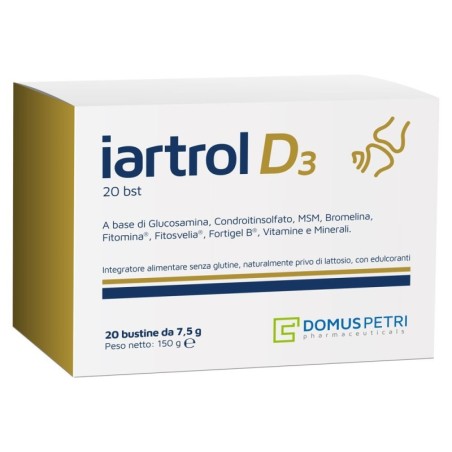 Iartrol D3
senza glutine | naturalmente privo di lattosio | con edulcoranti
scatola da 20 bustine