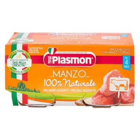 Plasmon Omogeneizzato Manzo 4 mesi+ Confezione 2 vasetti da 80 g