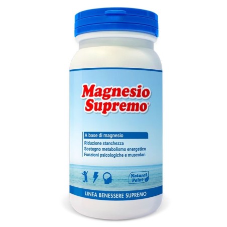 Magnesio Supremo
a base di magnesio
Riduce stanchezza e stress • mantiene ossa sane • sostiene le funzioni muscolari