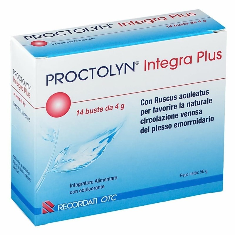 Proctolyn
integra plus
Con Ruscus aculeatus per favorire la naturale circolazione venosa del plesso emorroidario