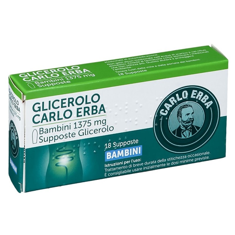 Glicerolo Carlo Erba bambini 1375 mg 18 suppositories