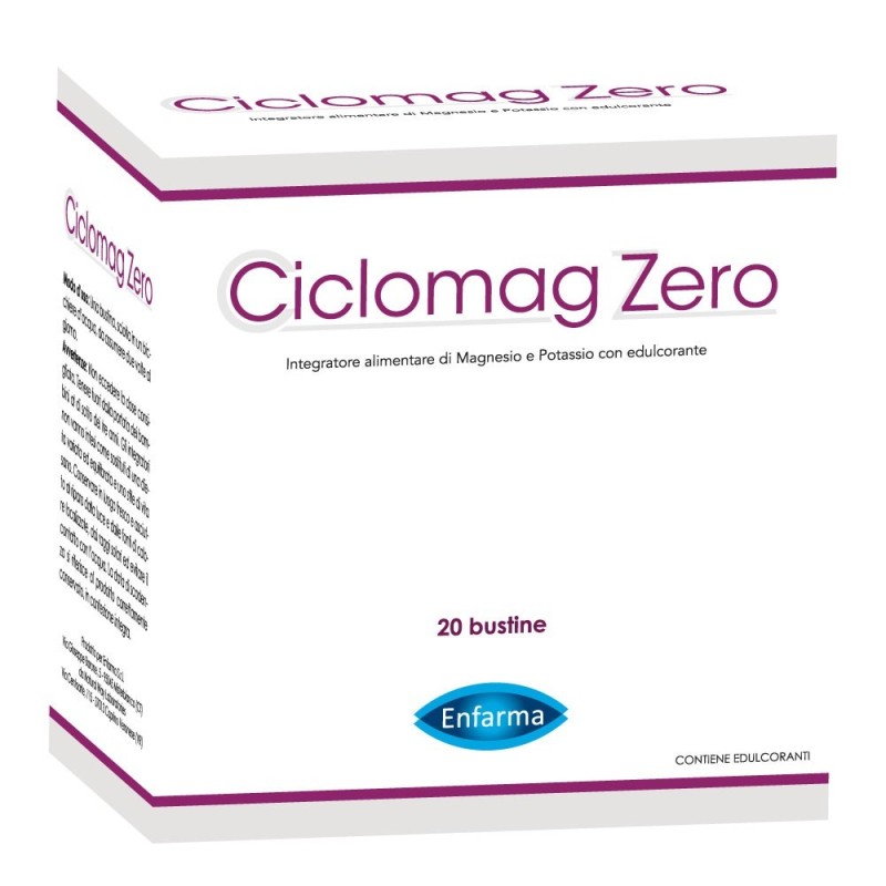 Ciclomag Zero
Integratore alimentare di Magnesio e Potassio
con edulcorante
confezione da 20 bustine