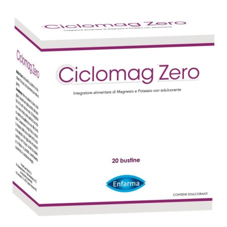 Ciclomag Zero
Integratore alimentare di Magnesio e Potassio
con edulcorante
confezione da 20 bustine